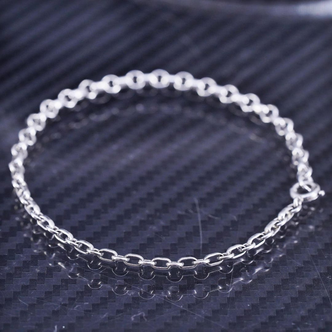 7” 3mm, Vintage Sterling Silver 925 Handmade Circle Chain 7” 3mm, Vintage Sterling Silver 925 Handmade Circle Chain