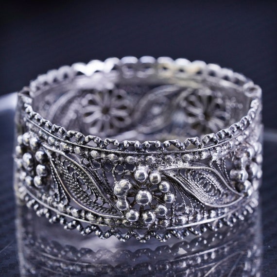 アクセサリー Vintage Silver Wide Wave Caff Bangle 925 VINTAGE STERLING SILVER WIDE WAVE DESIGN HARD BANGLE CUFF