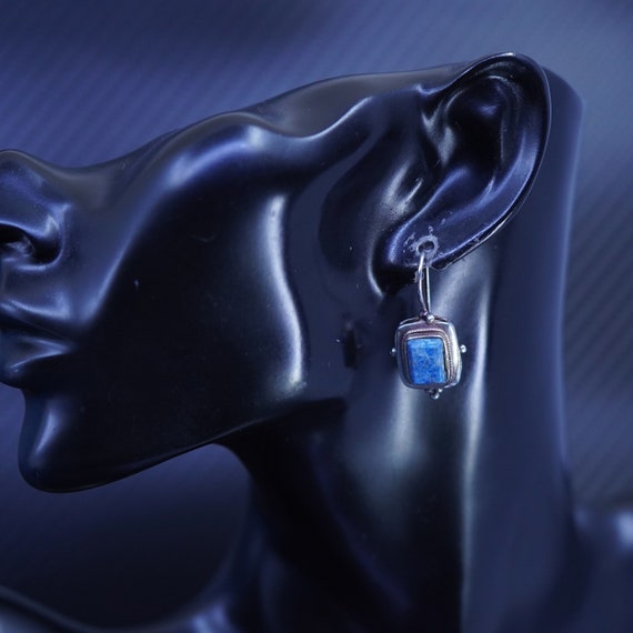 Vintage sterling silver 925 rectangular earrings … - image 2