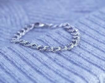 6.25” 8mm, Vintage Italy Sterling Silver 925 Double Curb Chain