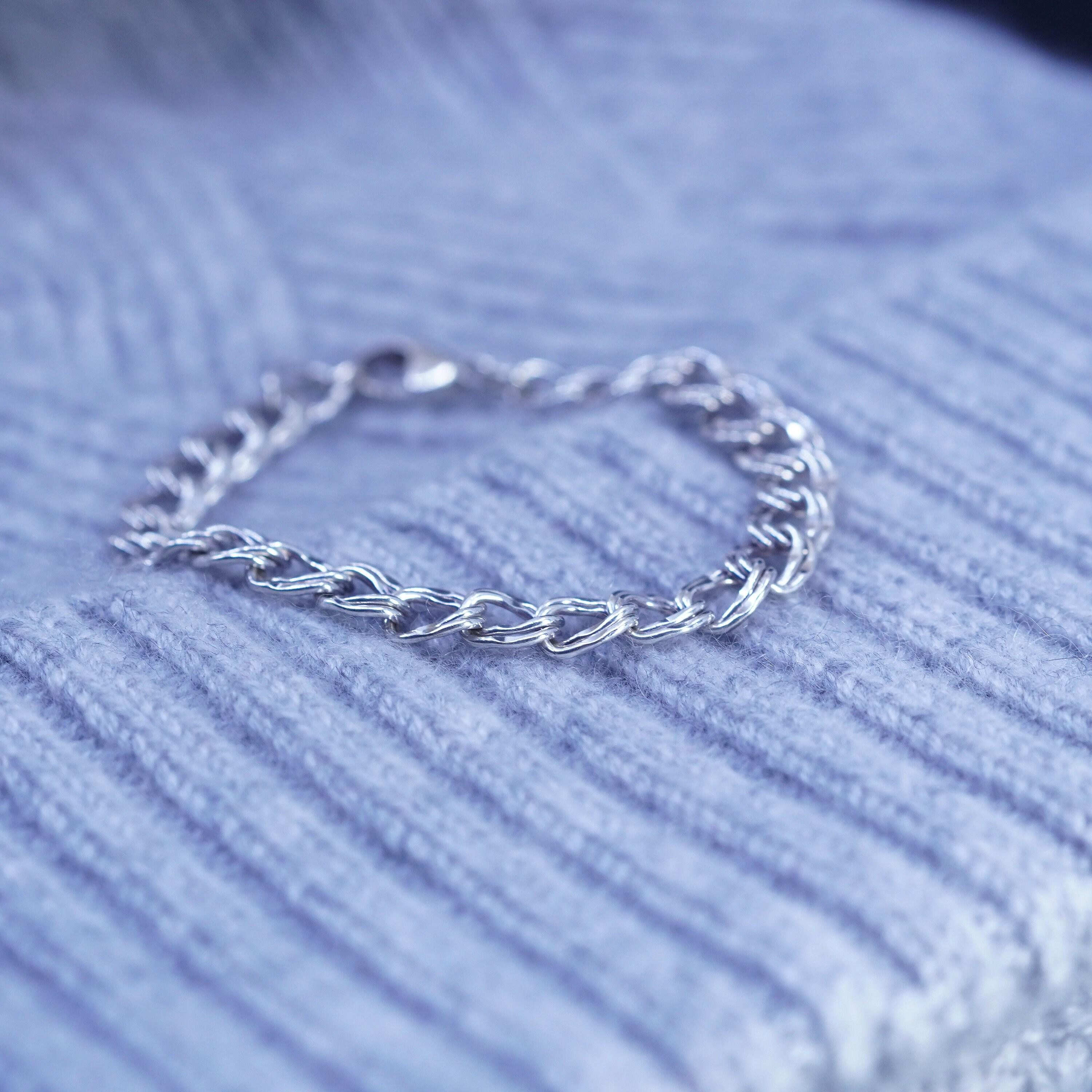 6.25” 8mm, Vintage Italy Sterling Silver 925 Double Curb Chain