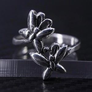 Size 5.5, vintage sterling silver 925 handmade butterfly ring, stamped 925