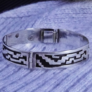 7&quot;, vintage Taxco Sterling Silber 925 Klapparmreif, Armband, gestempelt 925 Mexiko Taxco