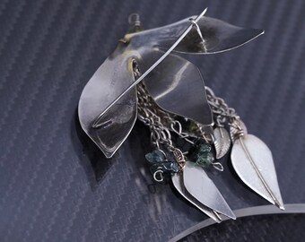 Broche Vintage En Argent Massif - Forme Feuille D'érable, Filigrane, Très Bon état