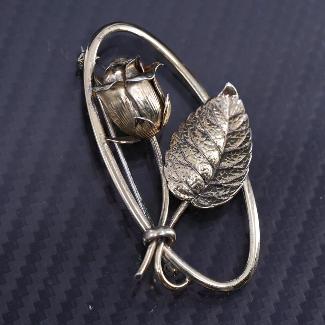 Broche En Argent Vermeil Sterling Kyl - Bijou Vintage Doré - Occasion