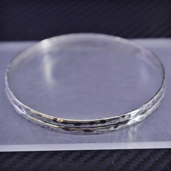 8.25”, vintage southwestern sterling silver hammered 925 bangle, simple bracelet, stamped Mexico 925