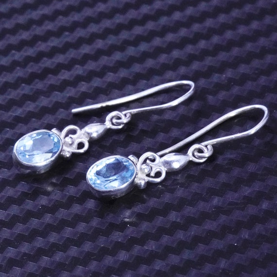 Vintage sterling silver 925 earrings with blue cr… - image 1