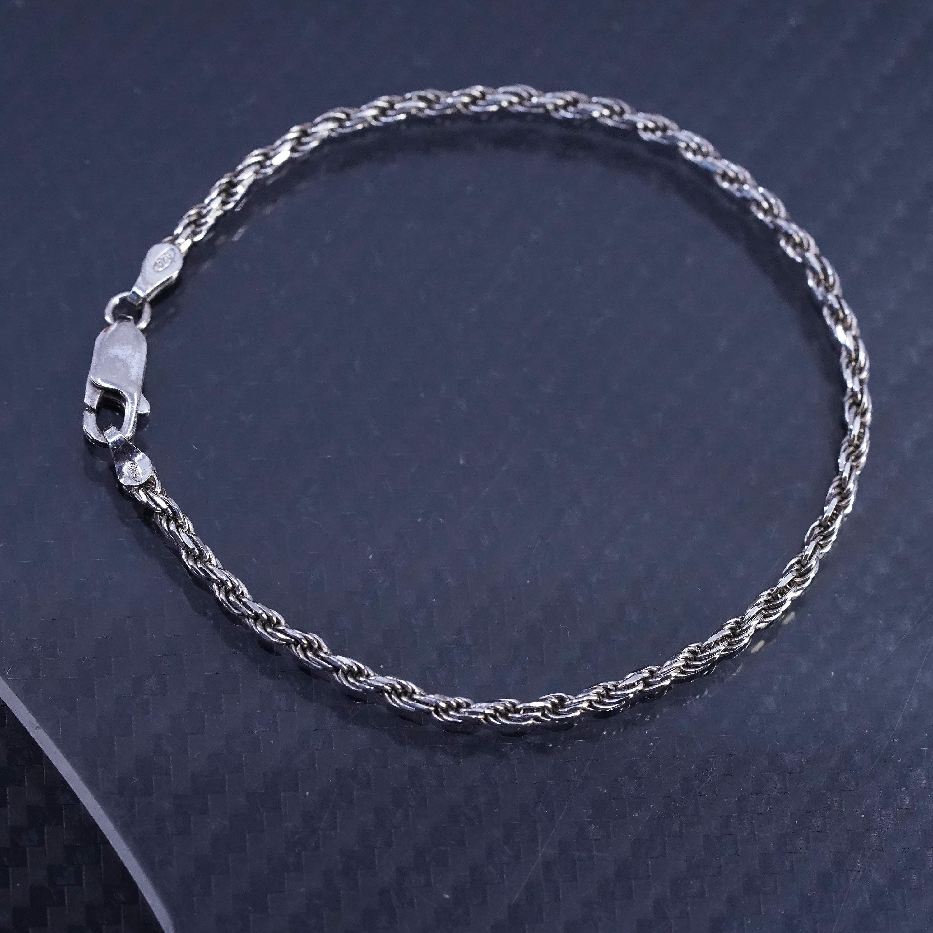 7” 2mm, Vintage Italian Sterling Silver 925 Handmade Rope Chain