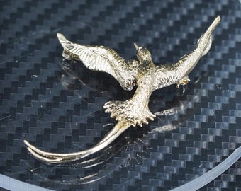 Vintage Vermeil Gold über Sterling Silber Brosche, 925 Paradiesvogel, gestempelt Ster