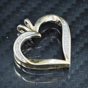 Vintage vermeil gold over sterling silver 925 handmade heart pendant with cz, stamped 925