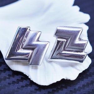 Vintage modern sterling silver 925 zigzag studs earrings, stamped 925
