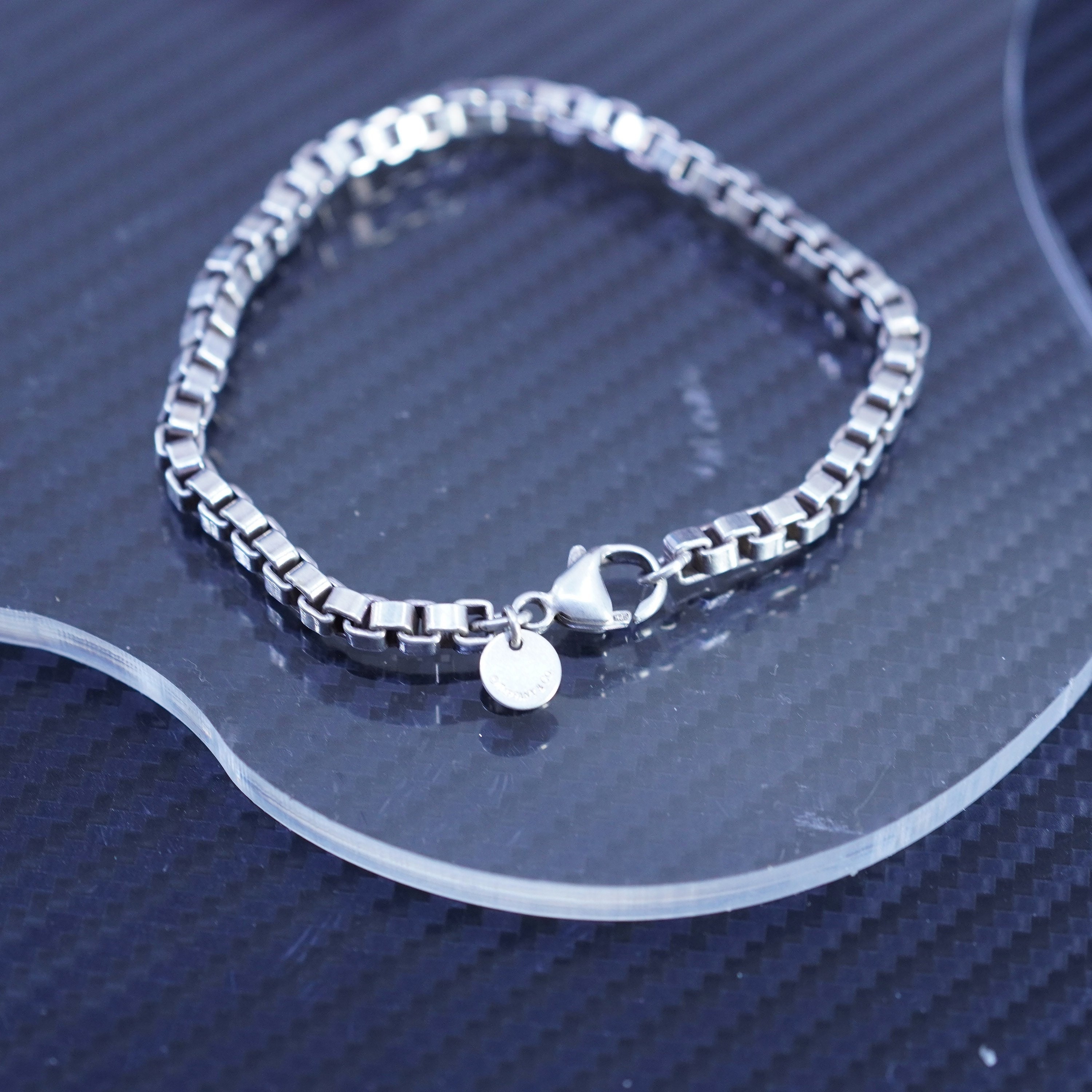 7” 4mm, Vintage Sterling Silver 925 Bold Box Chain Bracelet