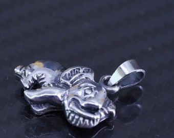 Pendentif Ancien En Argent Massif 925 - Breloque éléphant Style Art Déco / Art Nouveau - Occasion