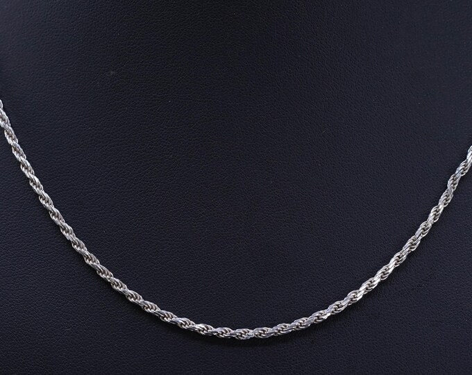 18” 3mm, Vintage Italian Sterling Silver 925 Rope Chain Necklace ...