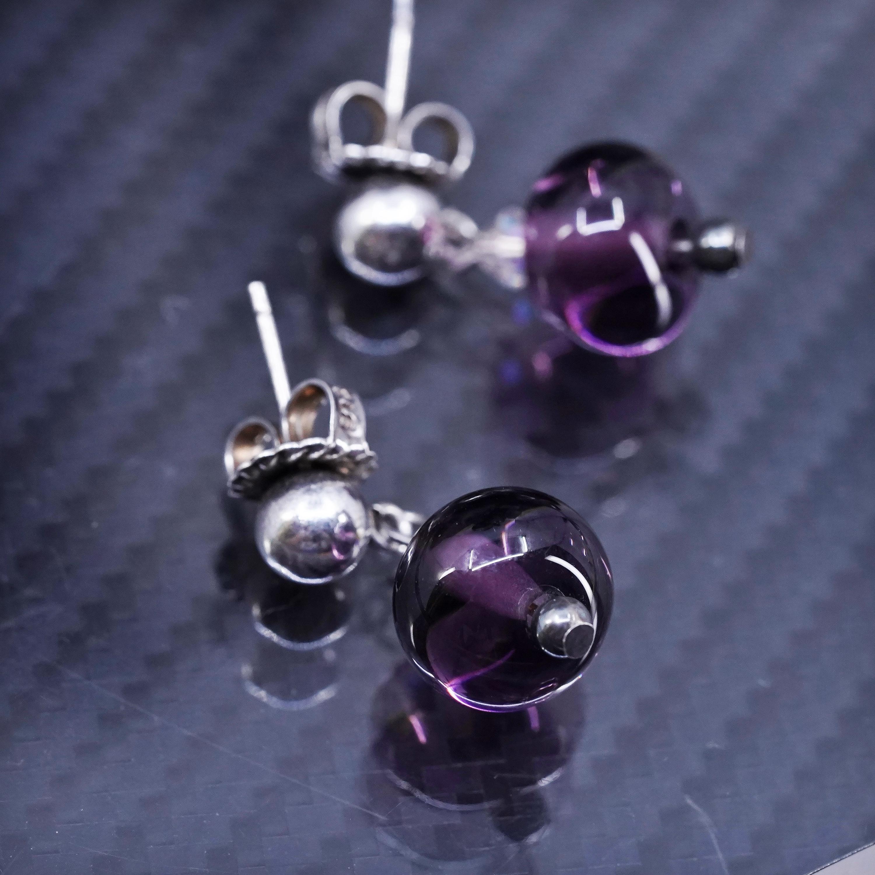 Orecchini triangolari in ametista - argento 925