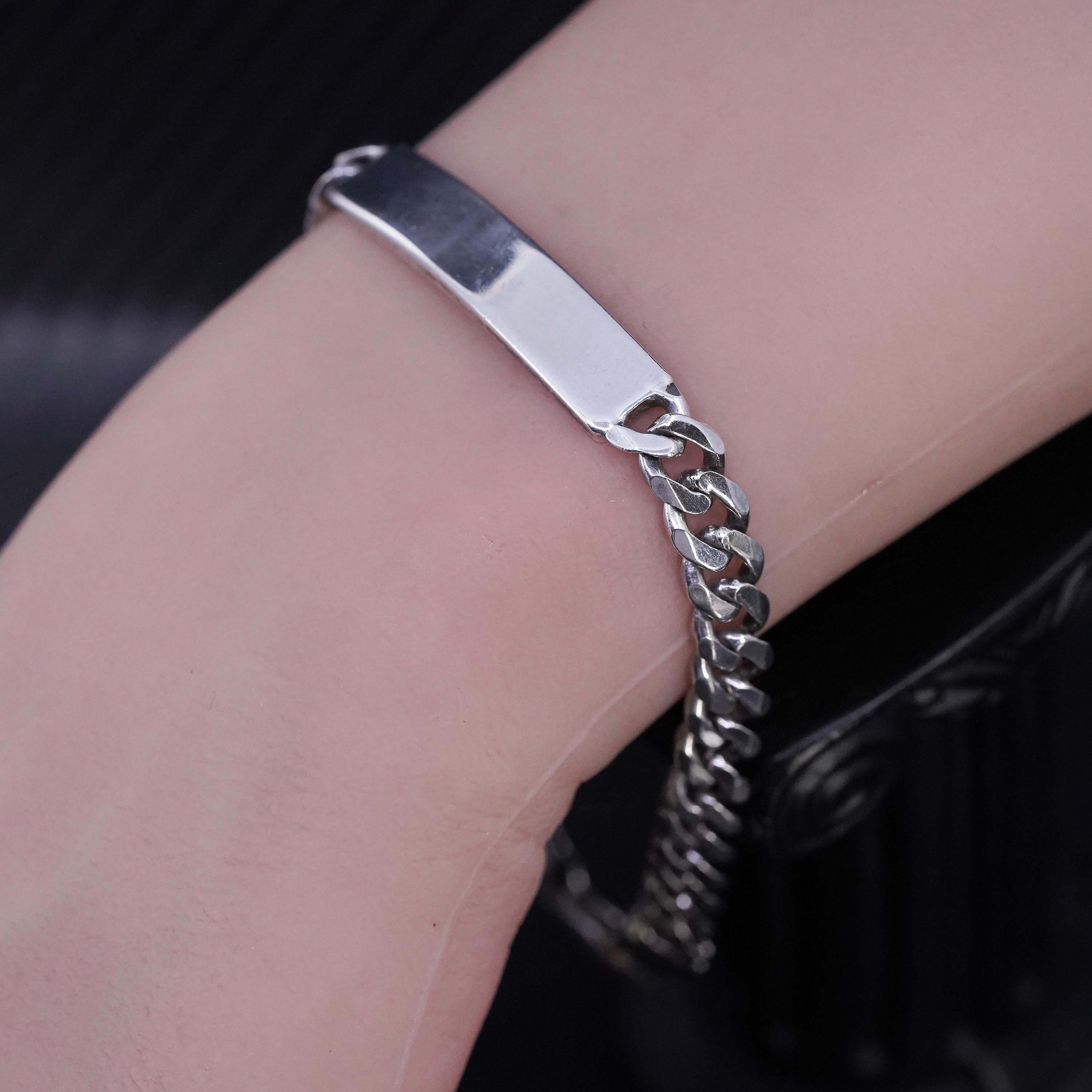 8.5” 7mm, Vintage Italian Sterling Silver 925 Handmade Curb Chain