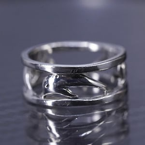 size 4.75, vintage sterling silver 925 handmade dolphin band ring, stamped 925