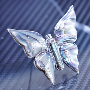 Vintage taxco sterling silver 925 handmade abalone butterfly brooch, stamped 925 Mexico
