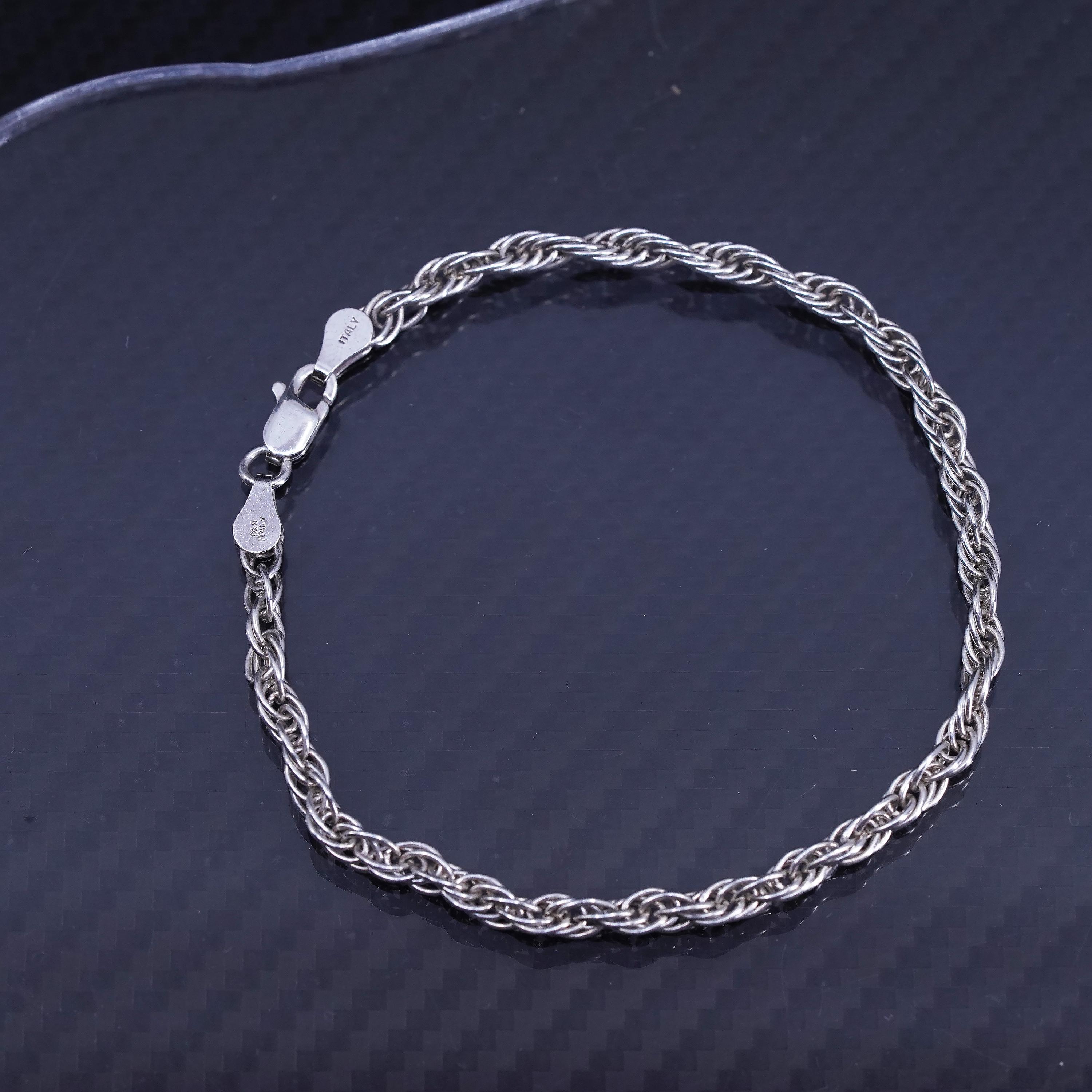 7.5” 3mm, Vintage Italian Sterling Silver 925 Handmade Rope 7.5” 3mm, Vintage Italian Sterling Silver 925 Handmade Rope