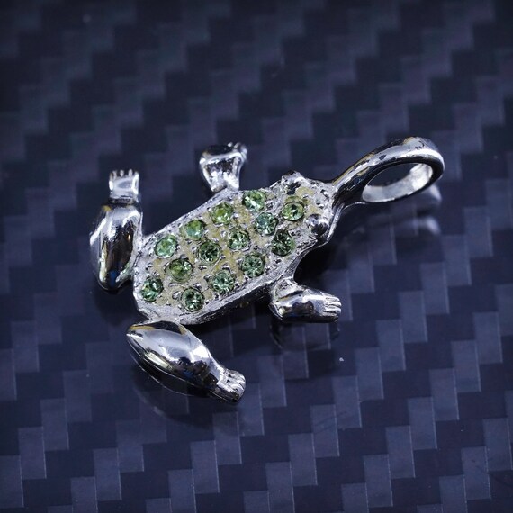 Vintage sterling silver 925 handmade frog pendant… - image 1