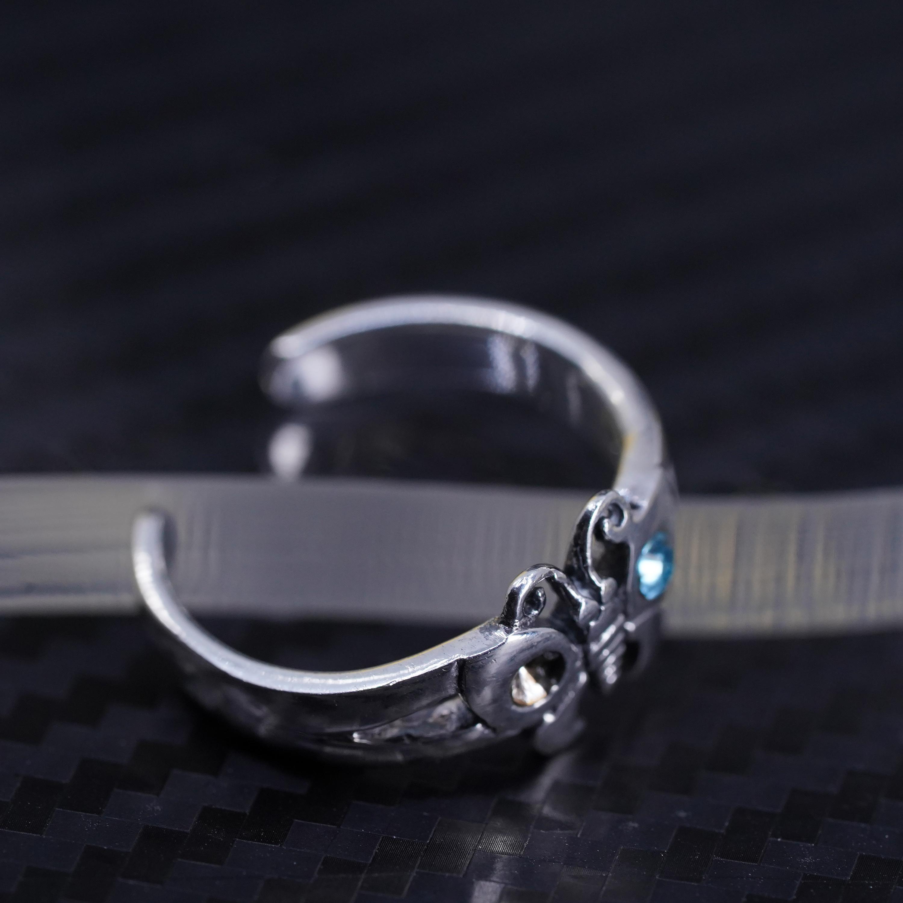 Anello Punta Farfalla In Argento .925 Ossidato – Regolabile, Fatto A Mano Negli USA