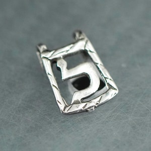 Vintage sterling silver 925 handmade number 5 pendant, stamped 925