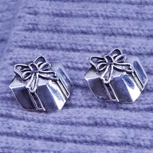Vintage Taxco mexikanischen Sterling Silber 925 Weihnachtsgeschenk Box Ohrstecker, gestempelt 925