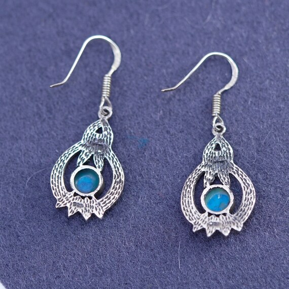 Vintage sterling silver 925 handmade earrings wit… - image 4