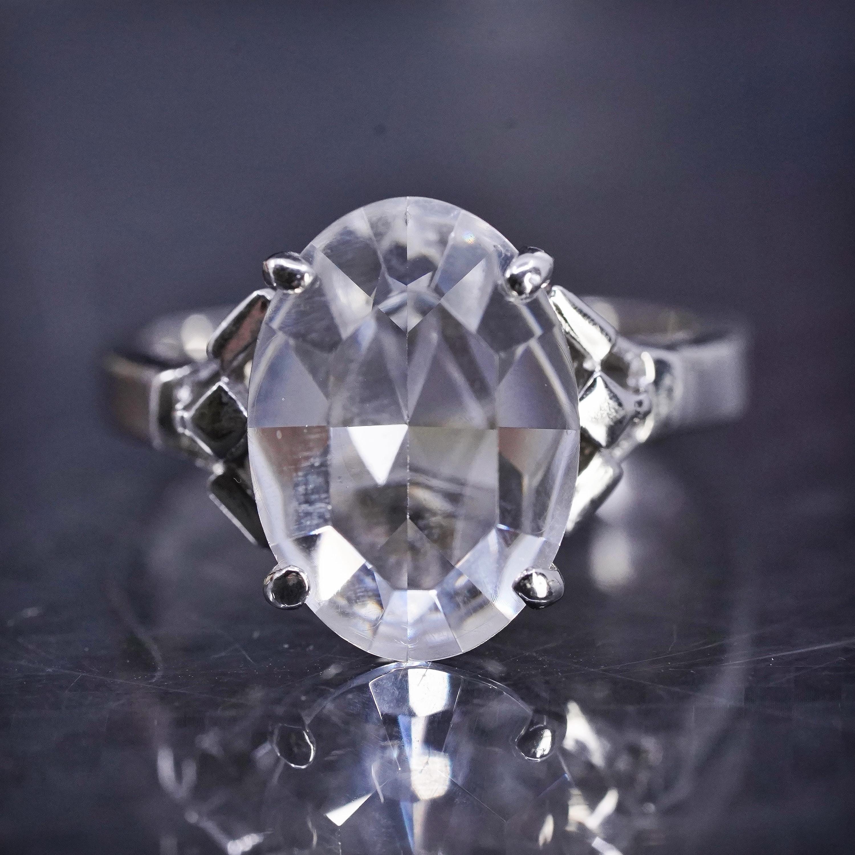 Size 7, Vintage Sterling Silver 925 Engagement Ring With Oval Cz ...