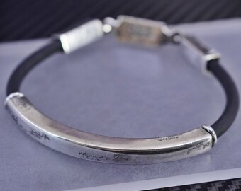アクセサリー Vintage Silver Plate Chain Bracelet 925 Antique Silver Chunky Heavy Bracelet, Statement Curb Chain