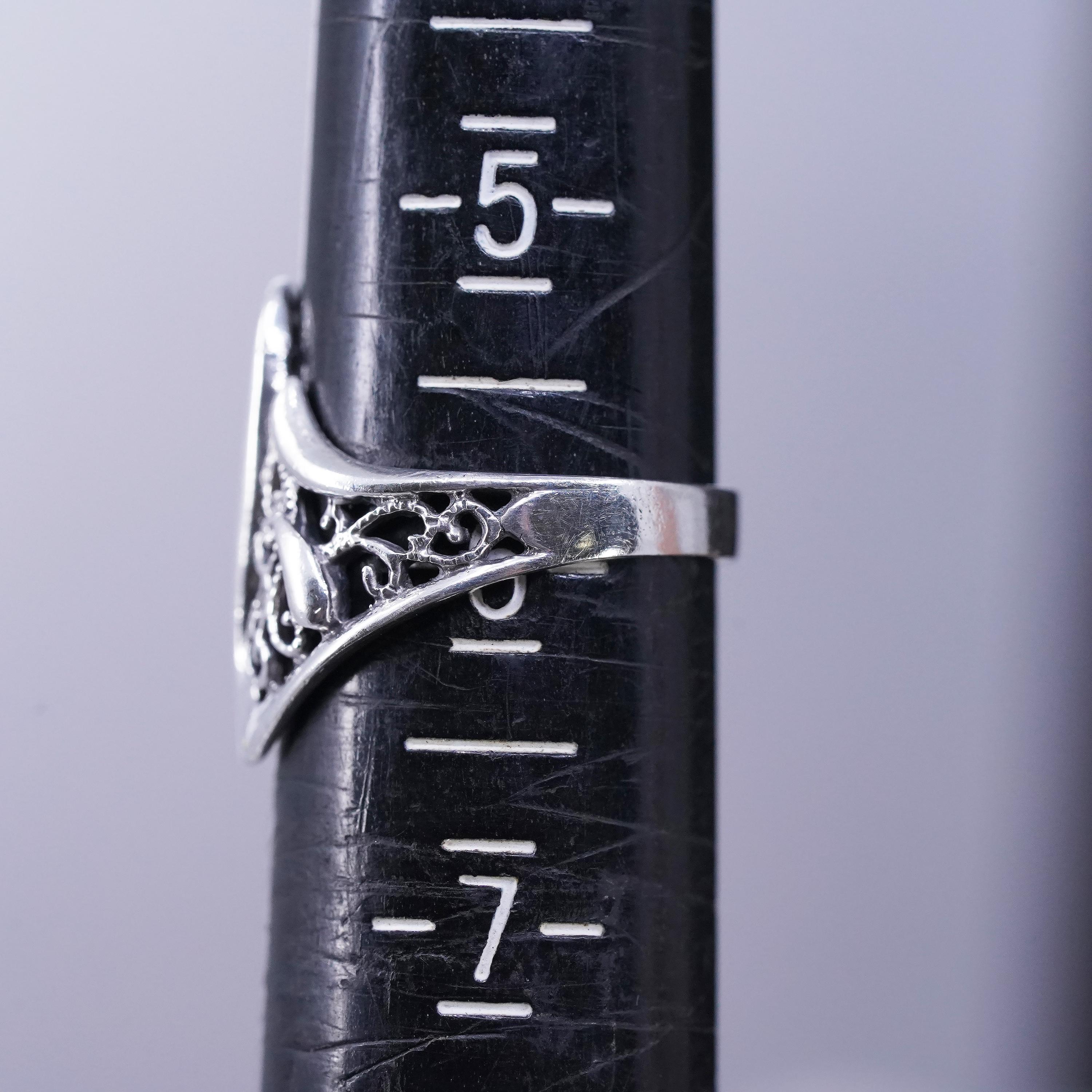 Size 6, Vintage Sterling Silver Handmade Ring, 925 Filigree Wavy