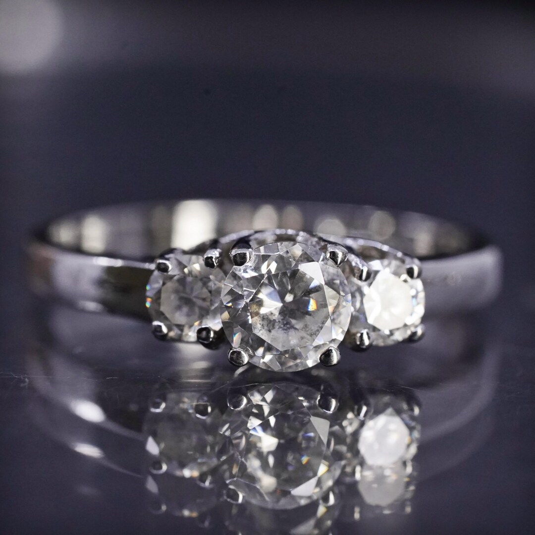 Size 10.5, Vintage Sterling Silver 925 Engagement Ring With Cz, Stamped ...