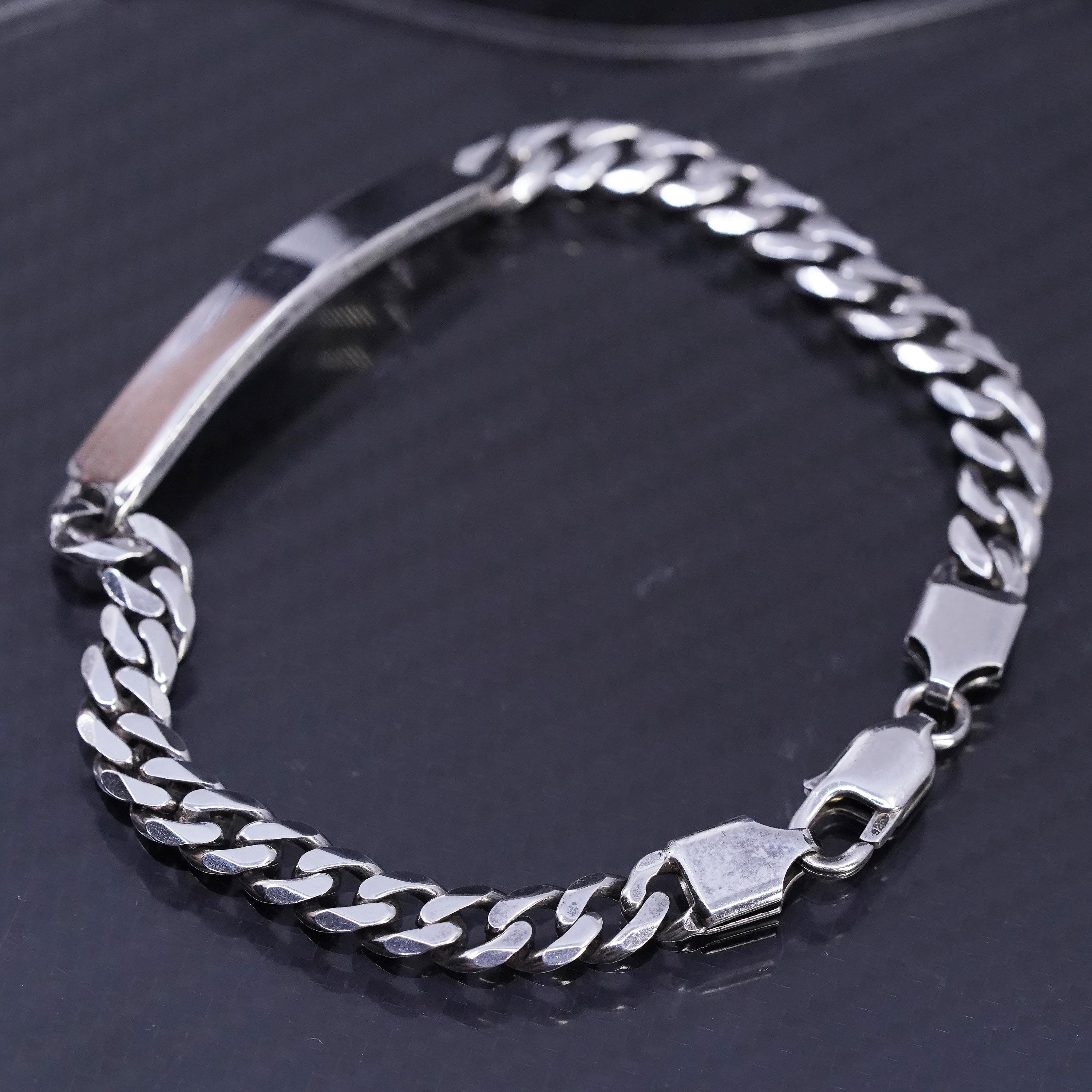 8.5” 7mm, Vintage Italian Sterling Silver 925 Handmade Curb Chain