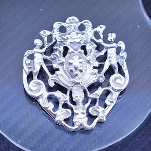 Vintage sterling silver 925 handmade British royal badge brooch, stamped Sterling