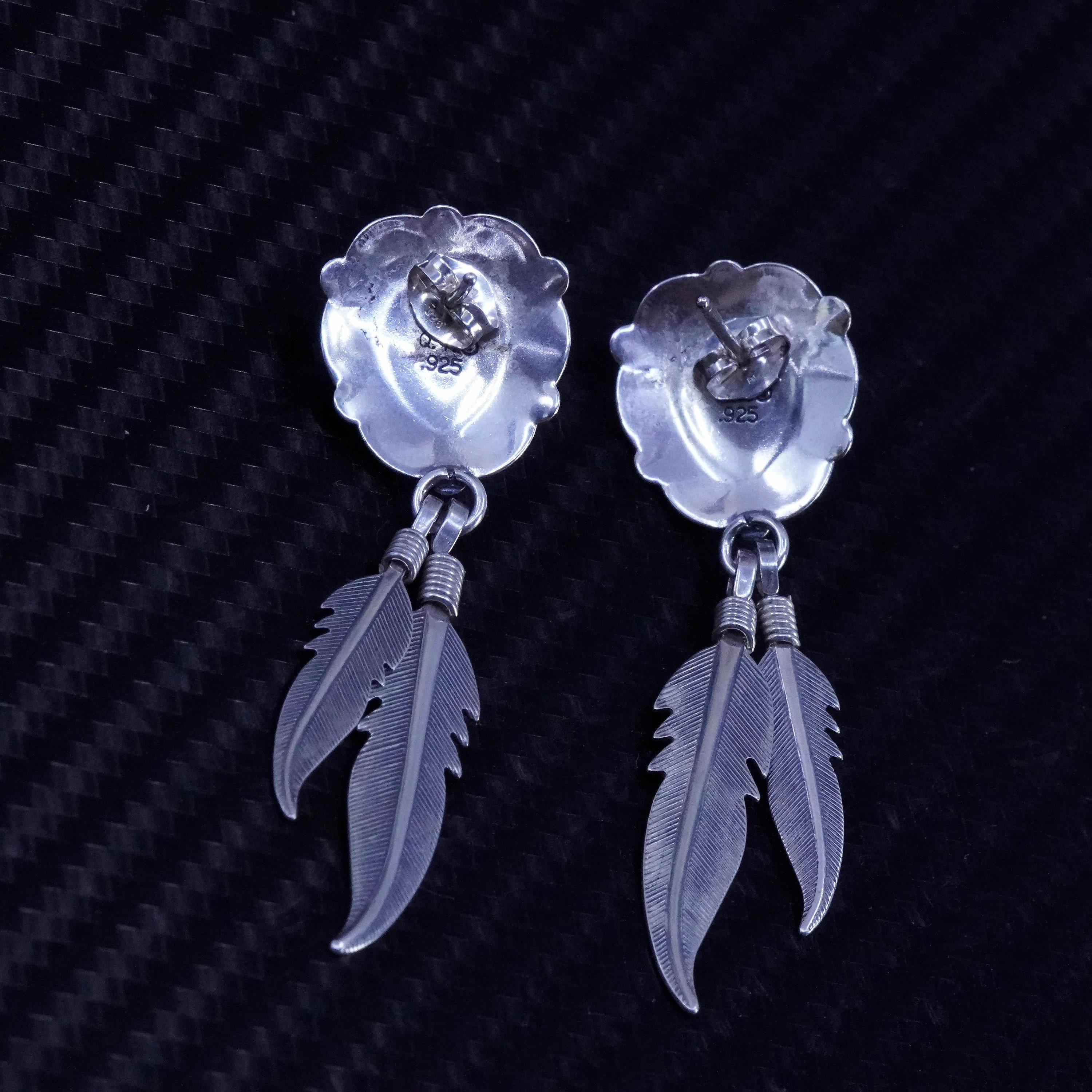ヴィンテージ　QT社製　STERLINGピアス Vintage Q.T. Sterling Silver Handmade Earrings, Native