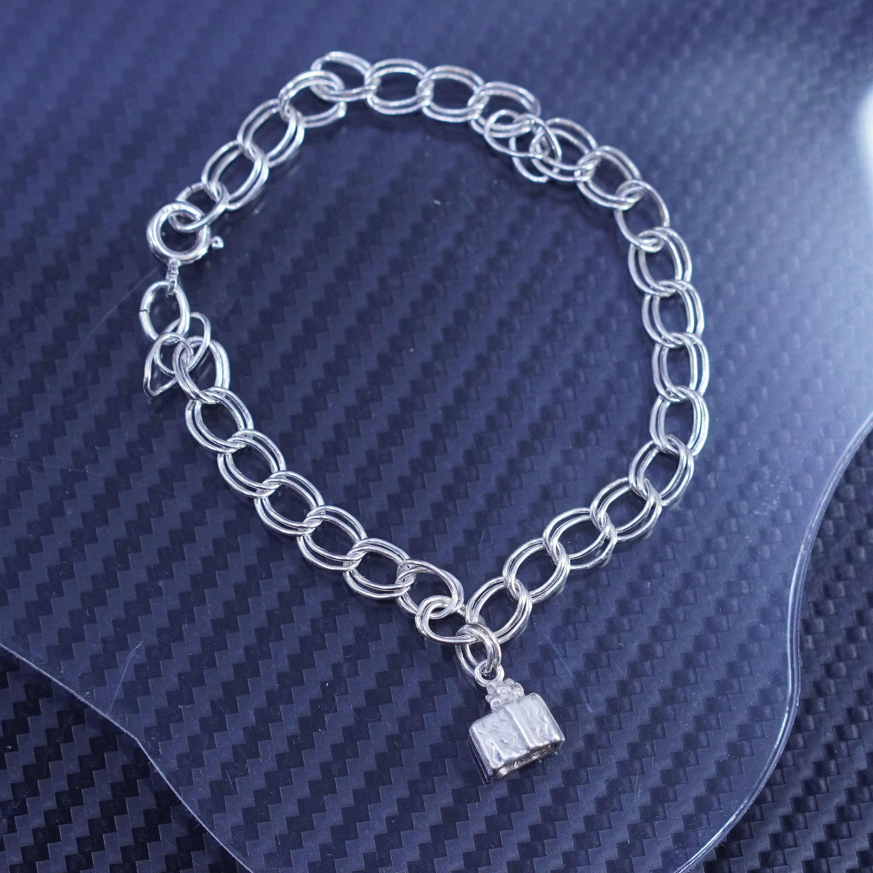 7” 7mm, Vintage Italy Sterling Silver 925 Double Curb Chain