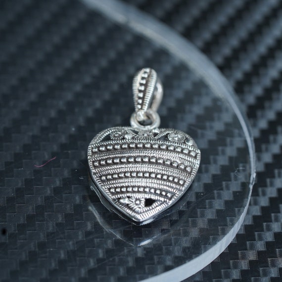 Vintage sterling silver 925 handmade heart pendan… - image 2