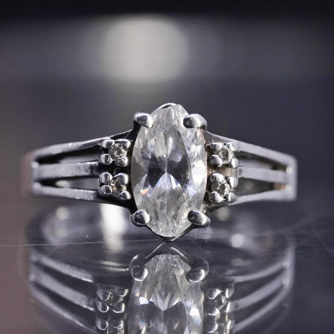 Size 5, Vintage Sterling Silver 925 Engagement Ring With Cz, Stamped ...