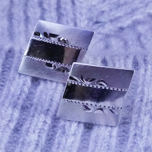 Vintage Sterling Silver 925 textured Cufflinks cuff links, stamped sterling