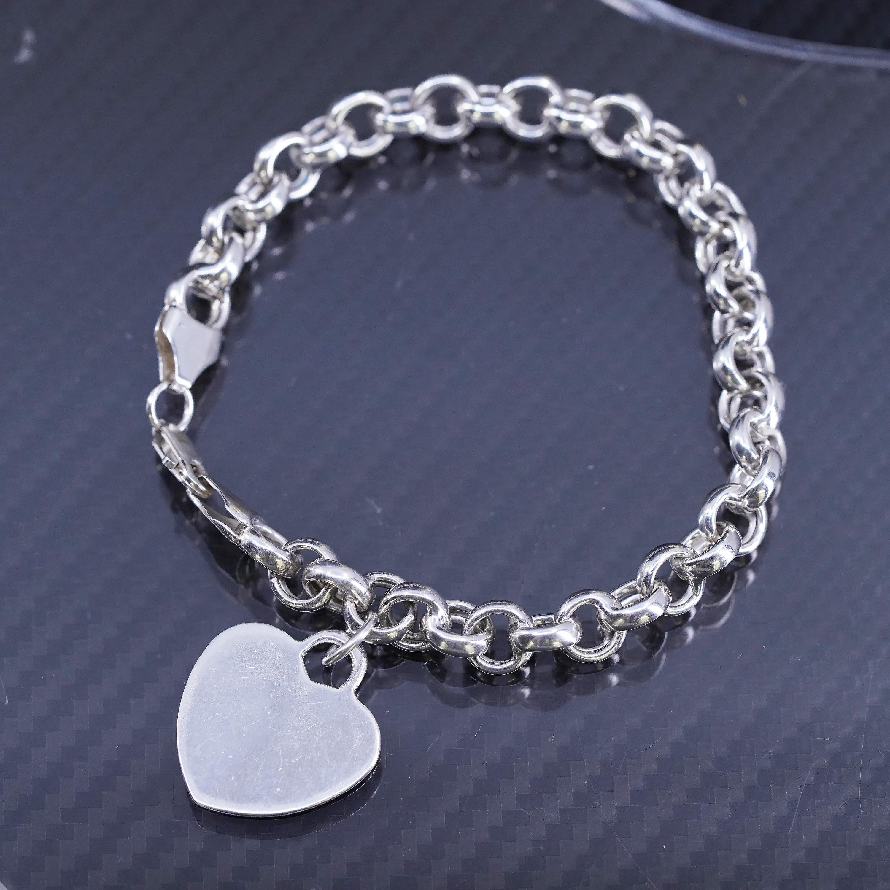 7.25” 8mm, Vintage Italian Sterling Silver 925 Bold Circle Chain