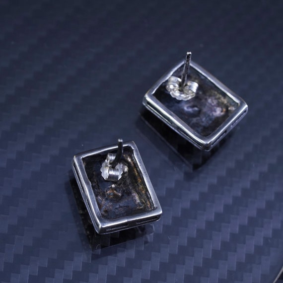 Vintage Sterling silver handmade earrings, 925 te… - image 5