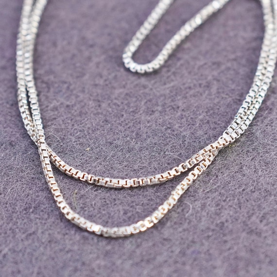18”, Vintage Italian Sterling Silver 925 Box Chain Necklace