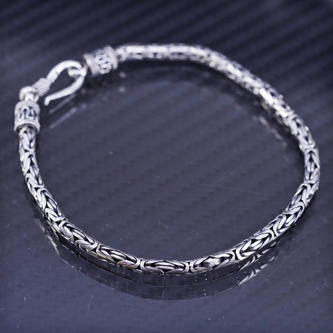 7.5” 3mm, Vintage Bold Sterling Silver Handmade Bracelet 7.5” 3mm, Vintage Bold Sterling Silver Handmade Bracelet