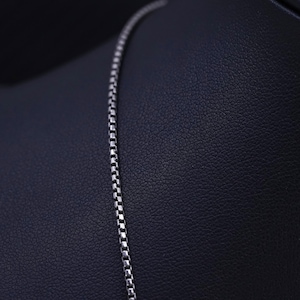 20 ”1,4 mm, Vintage italienische Sterlingsilber 925 Box-Kettenhalskette, gestempelt 925 Italy