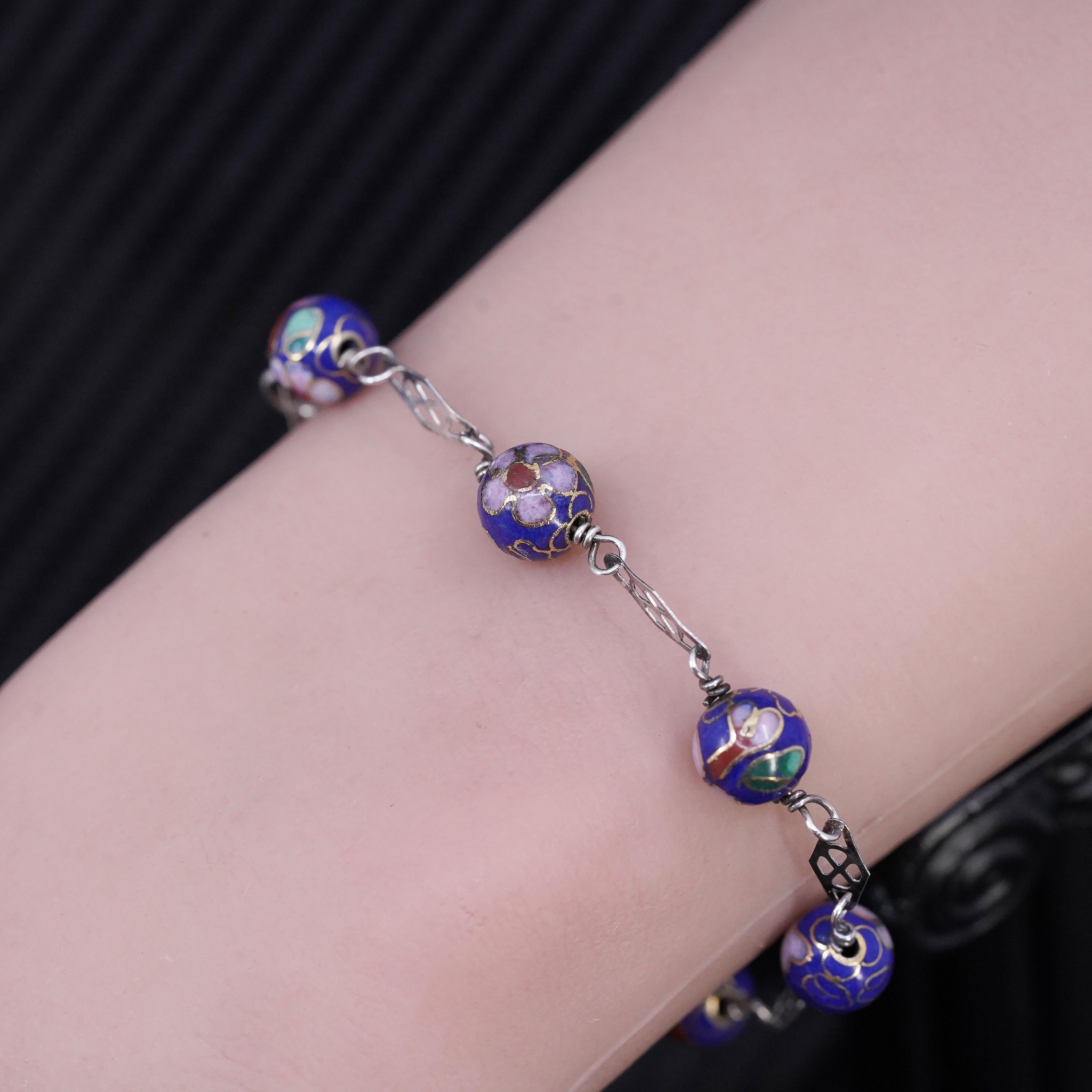 6.5”, Vintage Italian Sterling Silver 925 Handmade Chain Bracelet