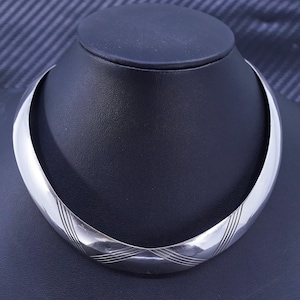 12”, vintage Mexican sterling silver 925 handmade round textured choker collar necklace, silver tested