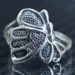 Vintage Sterling Silver Butterfly Ring - Handmade Size 9.25