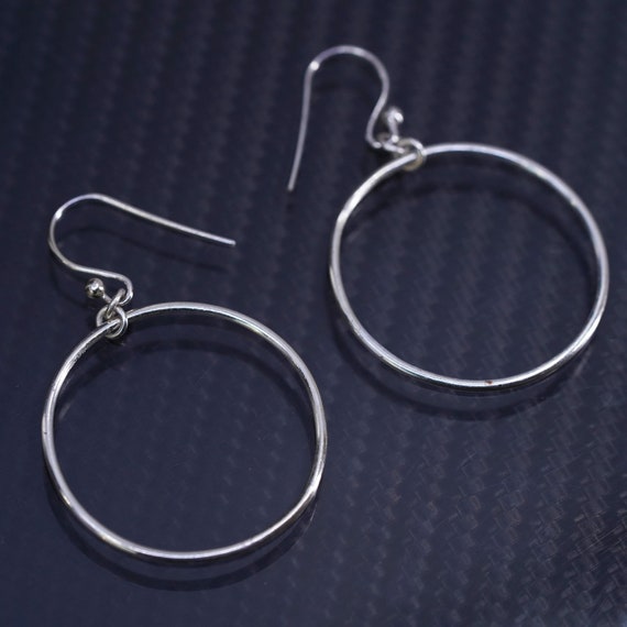 vintage sterling silver 925 circle disc earrings,… - image 1