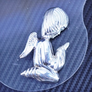 Vintage Sterling Silber 925 handgemachte geschwollene betende Engel Brosche Anhänger, gestempelt 925