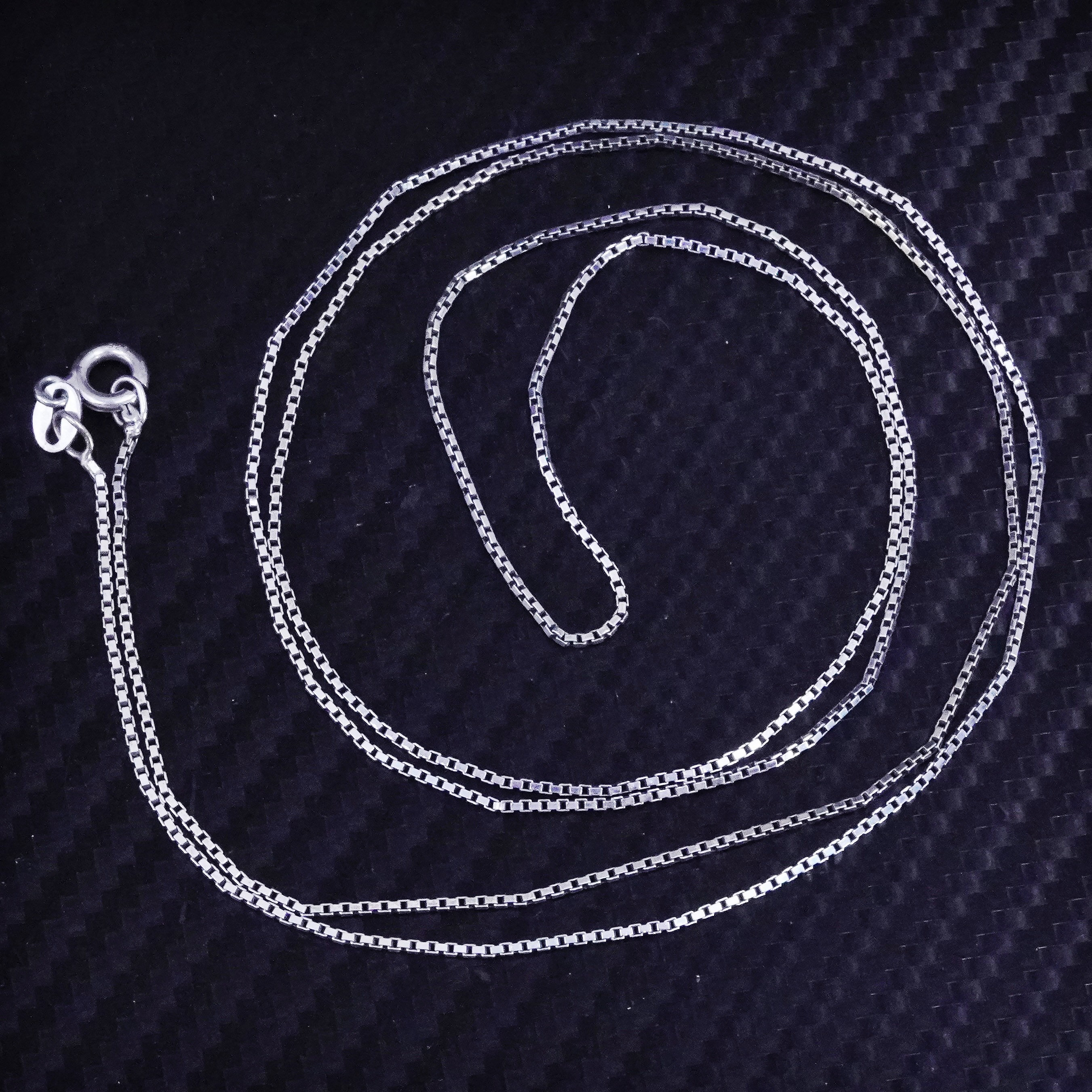 30” 1mm, Vintage Italian Sterling Silver 925 Box Chain Necklace